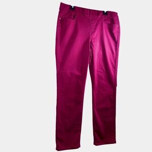 Liz Claiborne Amber Women's Burgundy Pants Size 16 Pull On Stretch Cotton Blend